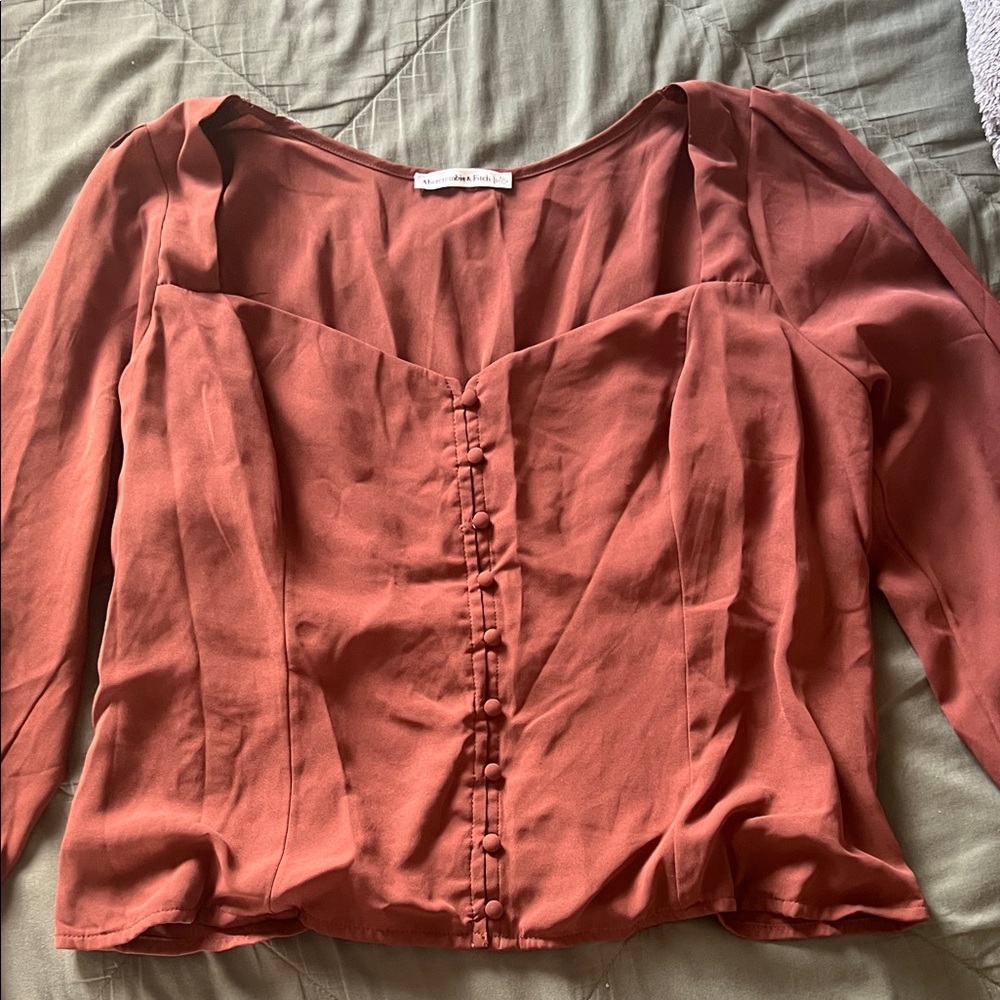 Abercrombie & Fitch Rust Button-Front Blouse